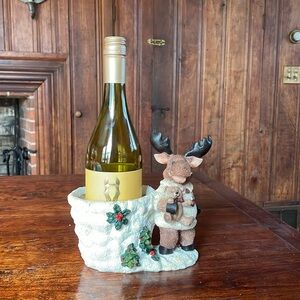 Whimsical Christmas moose bottle holder.